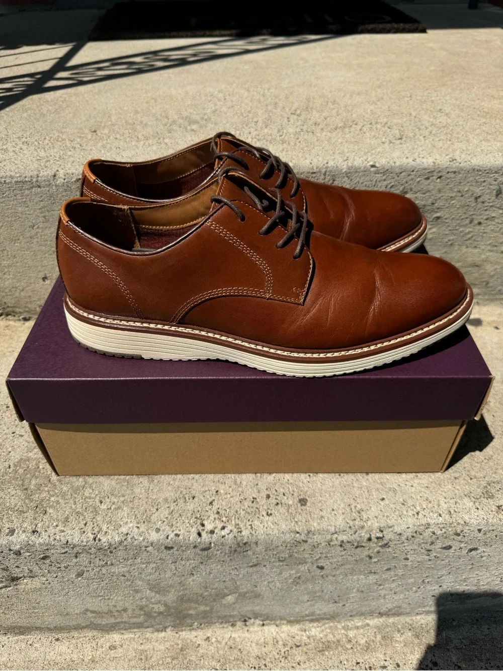 Johnston & Murphy Upton Tan Full Grain Leather Dress Shoes Size 11
